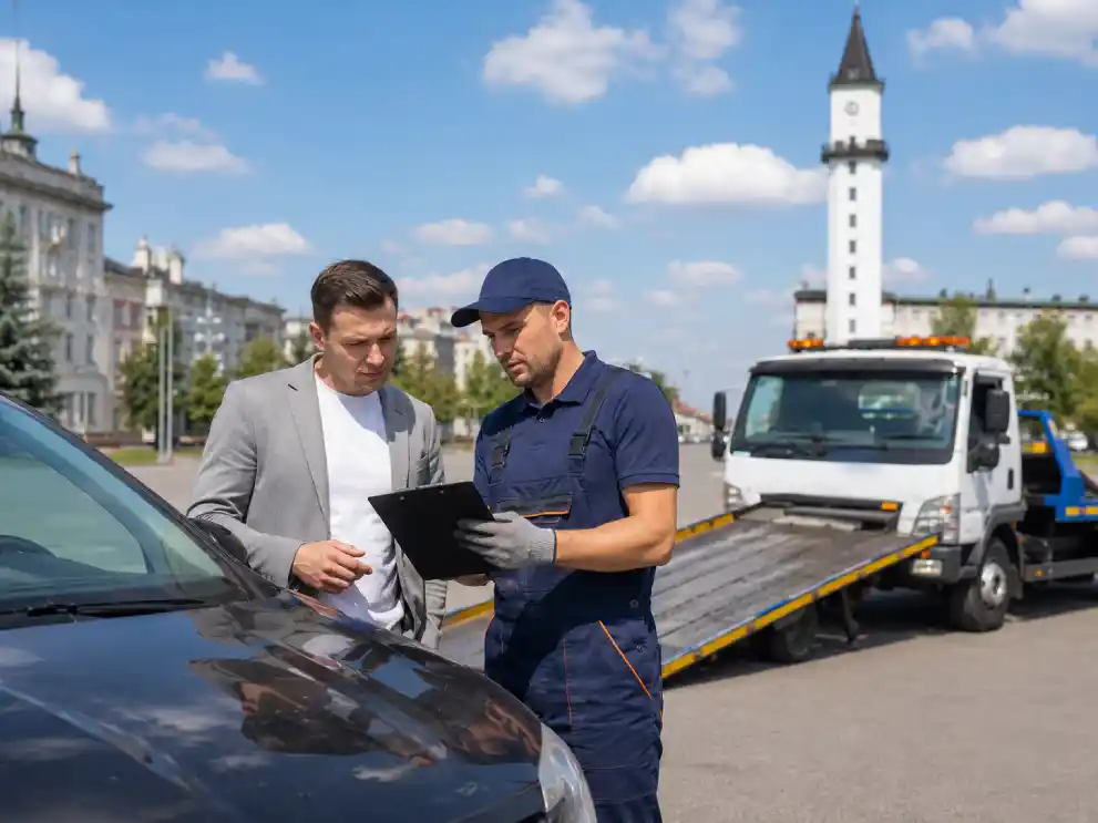 Осмотр автомобиля перед выбором подходящего эвакуатора