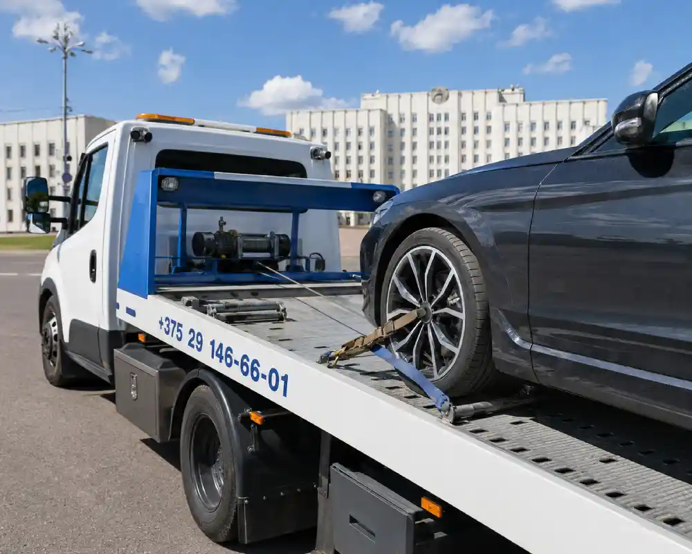 Аккуратная погрузка автомобиля на эвакуатор в Могилёве