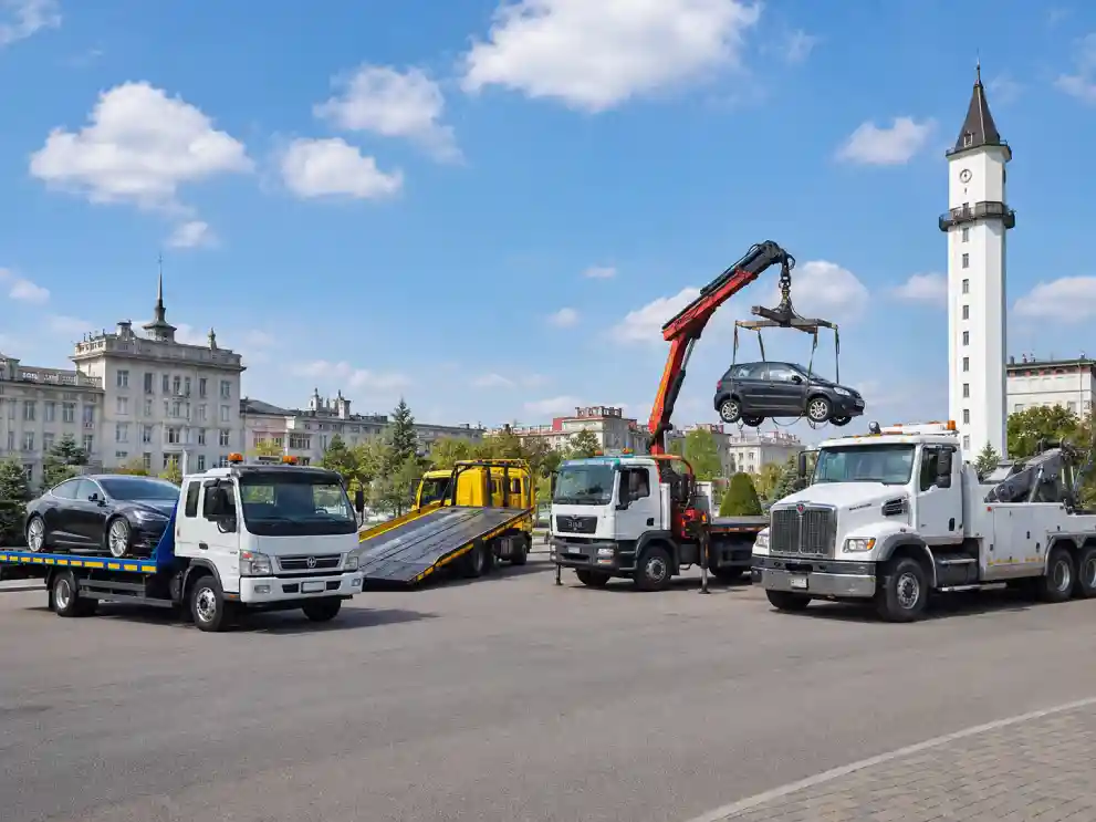 Разные виды эвакуаторов для перевозки автомобилей